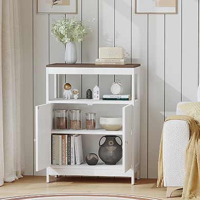 White Free-Standing Bathroom Cabinet for Kitchen, Living Room, Entryway Multi-Purpose Organizer