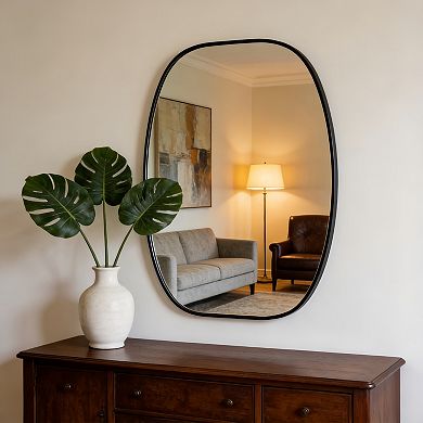 Black Metal Framed 24x36 in Oval Vanity Bathroom Mirror,Vertical or Horizontal Wall Mount