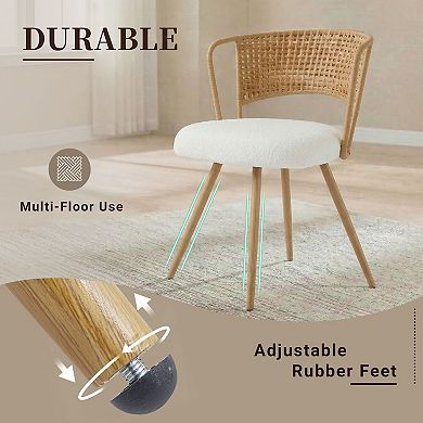 2-Pack Wicker Dining Chairs with Soft Foam Cushion, Wing-Back Design, Metal Legs, 22x21x31 Inches