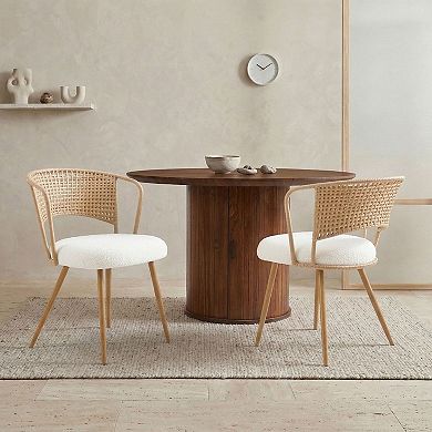 2-Pack Wicker Dining Chairs with Soft Foam Cushion, Wing-Back Design, Metal Legs, 22x21x31 Inches