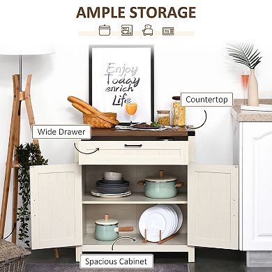 Farmhouse Sideboard Buffet Cabinet with 2 Barn Doors, White, 30"W x 15.25"D x 32.75"H