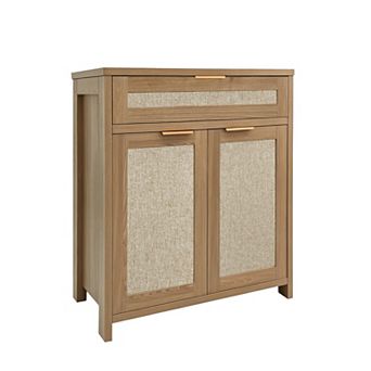Boho Rattan Sideboard Buffet Cabinet with Adjustable Shelf, 30"L x 14"W x 33.8"H
