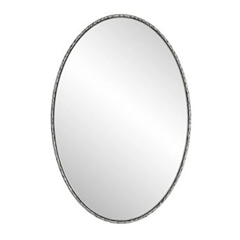 Iron Art Oval Retro Mirror with Antique Silver Frame, Glass & MDF Backing, Wall Hanging for Bathroom