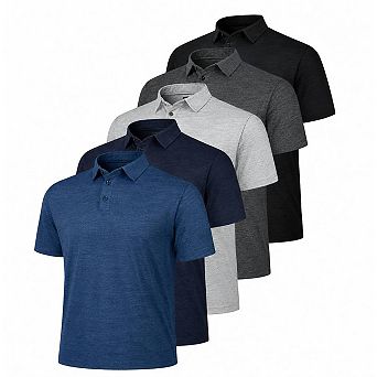 5-Pack Quick-Dry Polo Shirts for Men