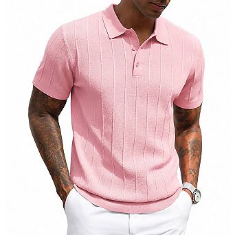 Men's Ribbed Knit Polo Shirt