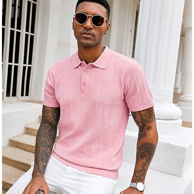 Men's Ribbed Knit Polo Shirt