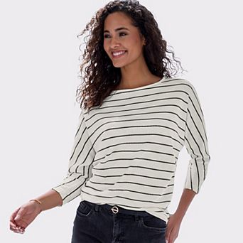 Lascana Women's Striped 3/4 Sleeve Top