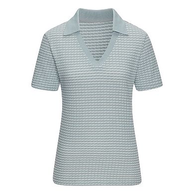 Lascana Women's Textured Knit Polo Shirt