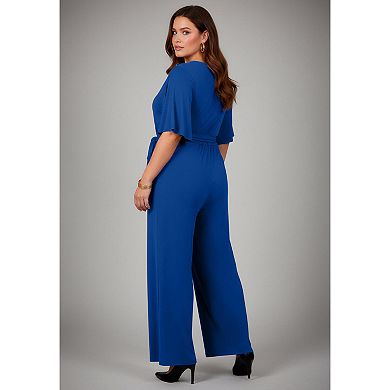 Avenue Women's Plus Size Audrey Faux Wrap Jumpsuit