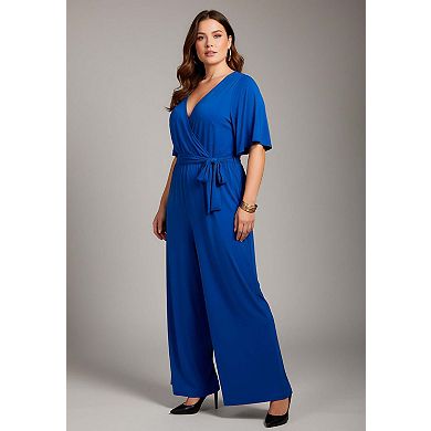 Avenue Women's Plus Size Audrey Faux Wrap Jumpsuit