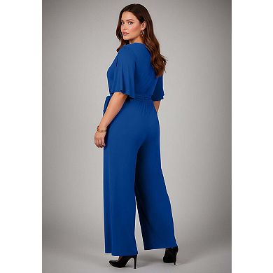 Avenue Women's Plus Size Audrey Faux Wrap Jumpsuit