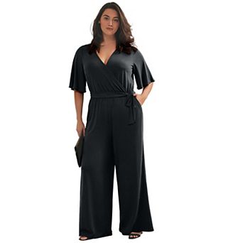 Avenue Women's Plus Size Audrey Faux Wrap Jumpsuit