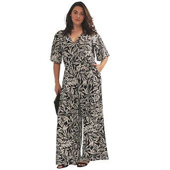 Avenue Women's Plus Size Audrey Faux Wrap Jumpsuit