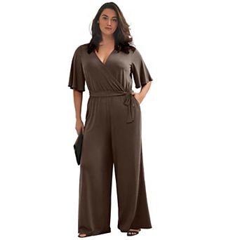 Avenue Women's Plus Size Audrey Faux Wrap Jumpsuit