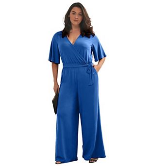 Avenue Women's Plus Size Audrey Faux Wrap Jumpsuit
