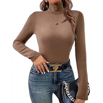 Ekouaer Womens Three Piece Turtleneck Long Sleeve Shirts Basic Slim Fit Soft Thermal Underwear Tops