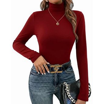 Ekouaer Womens Three Piece Turtleneck Long Sleeve Shirts Basic Slim Fit Soft Thermal Underwear Tops