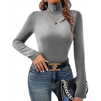 Ekouaer Womens Three Piece Turtleneck Long Sleeve Shirts Basic Slim Fit Soft Thermal Underwear Tops