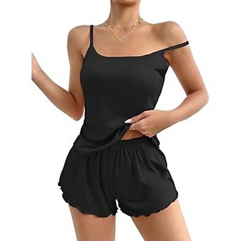 Ekouaer Womens Cami Pajama Sets Two Piece Print Pajamas Tank Top & Elastic Waist Shorts Camisole