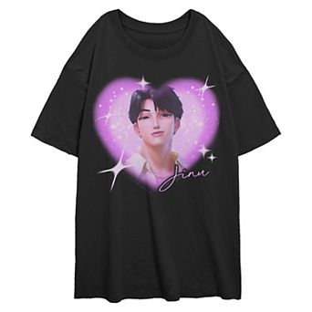 Juniors' K-Pop Demon Hunters Saja Boys Jinu Heart Portrait Oversized Graphic Tee