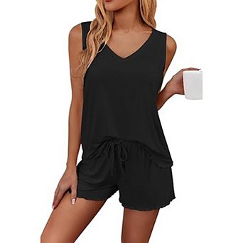 Ekouaer Womens Pajamas Sets Sleeveless Sleepwear Tank and Shorts Pajama Set Two Piece Loungewear