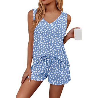 Ekouaer Womens Pajamas Sets Sleeveless Sleepwear Tank and Shorts Pajama Set Two Piece Loungewear