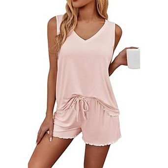 Ekouaer Womens Pajamas Sets Sleeveless Sleepwear Tank and Shorts Pajama Set Two Piece Loungewear