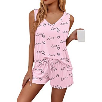 Ekouaer Womens Pajamas Sets Sleeveless Sleepwear Tank and Shorts Pajama Set Two Piece Loungewear