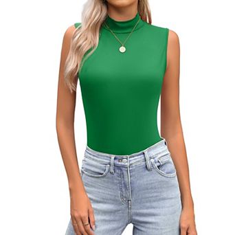Zeagoo Women's Mock Neck Slim Fitted Sleeveless Tops Stretchy Basic Casual Layer Tee Shirts