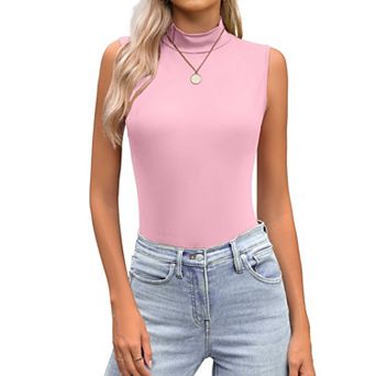 Zeagoo Women's Mock Neck Slim Fitted Sleeveless Tops Stretchy Basic Casual Layer Tee Shirts