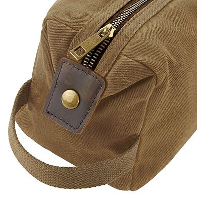 Quadra Heritage Leather Accented Waxed Canvas Wash Bag