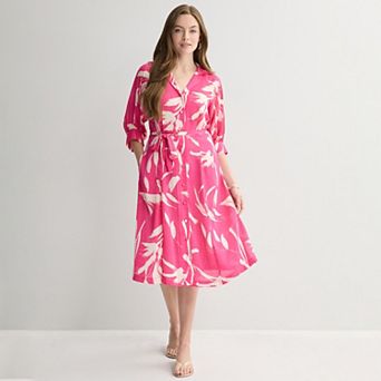 Women's Sandra Darren Midi Printed Shirt Dress