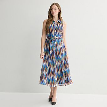 Women's Sandra Darren Sleeveless Midi Shirtdress With Sash