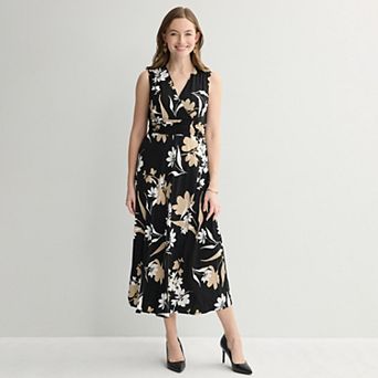 Women's Sandra Darren Shirred Waist Surplice Maxi Dress