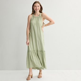 Women's Sandra Darren Halter Neck Tiered Maxi Dress
