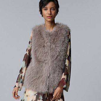 Petite Simply Vera Vera Wang Faux Fur Vest