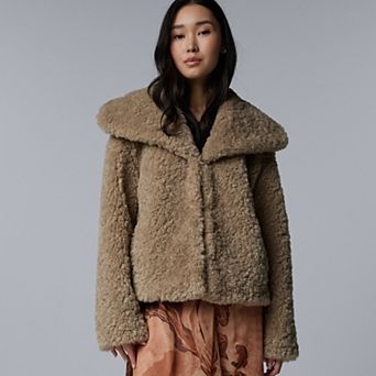 Petite Simply Vera Vera Wang Collared Faux Fur Jacket