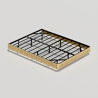 Pnronnc Floating Bed Frame with LED Lights Wave Wood Platform Bed with Metal Slats