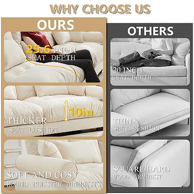 Pnronnc Small L Shape Sofa Velvet Sofa Couch with Footstool and Pillows