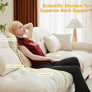 Pnronnc Small L Shape Sofa Velvet Sofa Couch with Footstool and Pillows