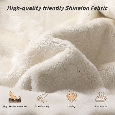 Pnronnc Platform Bed Frame Chenille Cloud Upholstered Bed with Adjustable Sliding Side Table