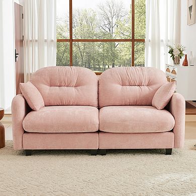 Pnronnc Loveseat Cloud Sectional Sofa Chenille Comfortable Couch with Pillow