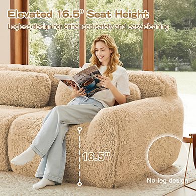 Pnronnc Plush Loveseat 2-Seater Couch Modular Sectional Sofa with Throw Pillows