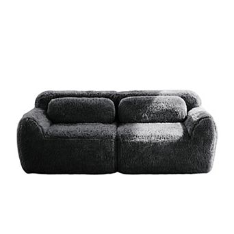 Pnronnc Plush Loveseat 2-Seater Couch Modular Sectional Sofa with Throw Pillows