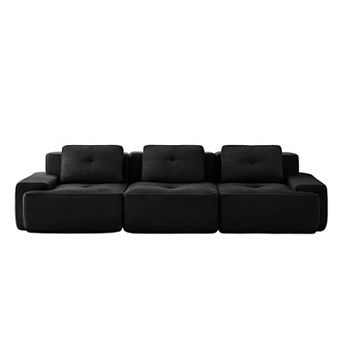 Pnronnc Modern Modular Sectional Sofa, Corduroy Oversized 3-Seater Couch with Pillow