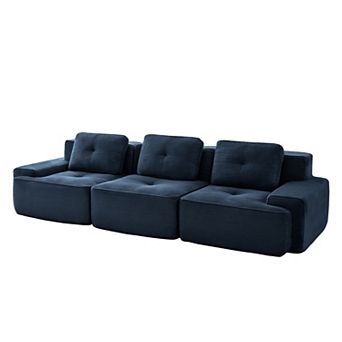 Pnronnc Modern Modular Sectional Sofa, Corduroy Oversized 3-Seater Couch with Pillow