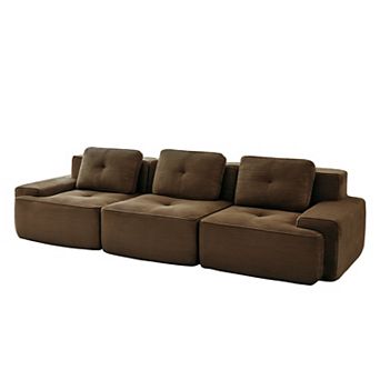 Pnronnc Modern Modular Sectional Sofa, Corduroy Oversized 3-Seater Couch with Pillow