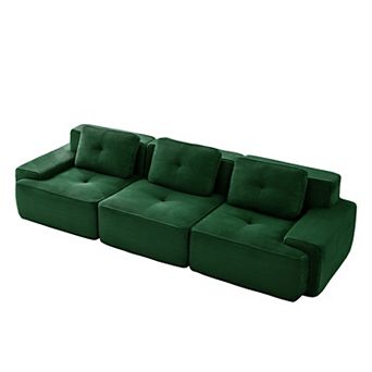 Pnronnc Modern Modular Sectional Sofa, Corduroy Oversized 3-Seater Couch with Pillow