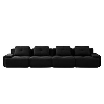 Pnronnc Modern Modular Sectional Sofa, Corduroy 4-Seater Couch with Pillow