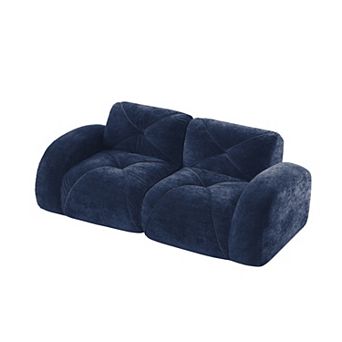 Pnronnc Loveseat 2-Seater Tufted Boneless Sofa Velvet Cloud Couch with Modular Design